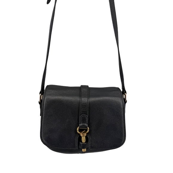 Vince Camuto Handbags - Vince Camuto Black Pebbled Leather Crossbody Bag Gold Toggle Saddle Bag